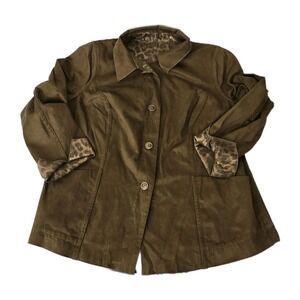 Susan Graver Style 1X Reversible Jacket‎ Animal Print Brown